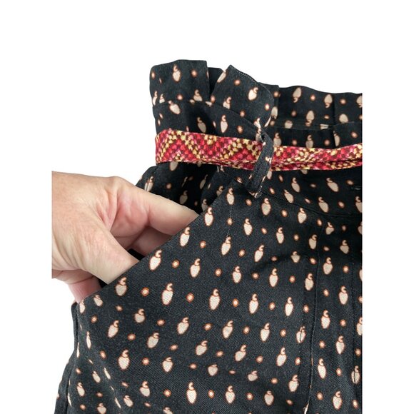 Farm Rio x Anthropologie Tucker Paperbag Pants Tropical Fruit Black Size XS $178 - Picture 9 of 14